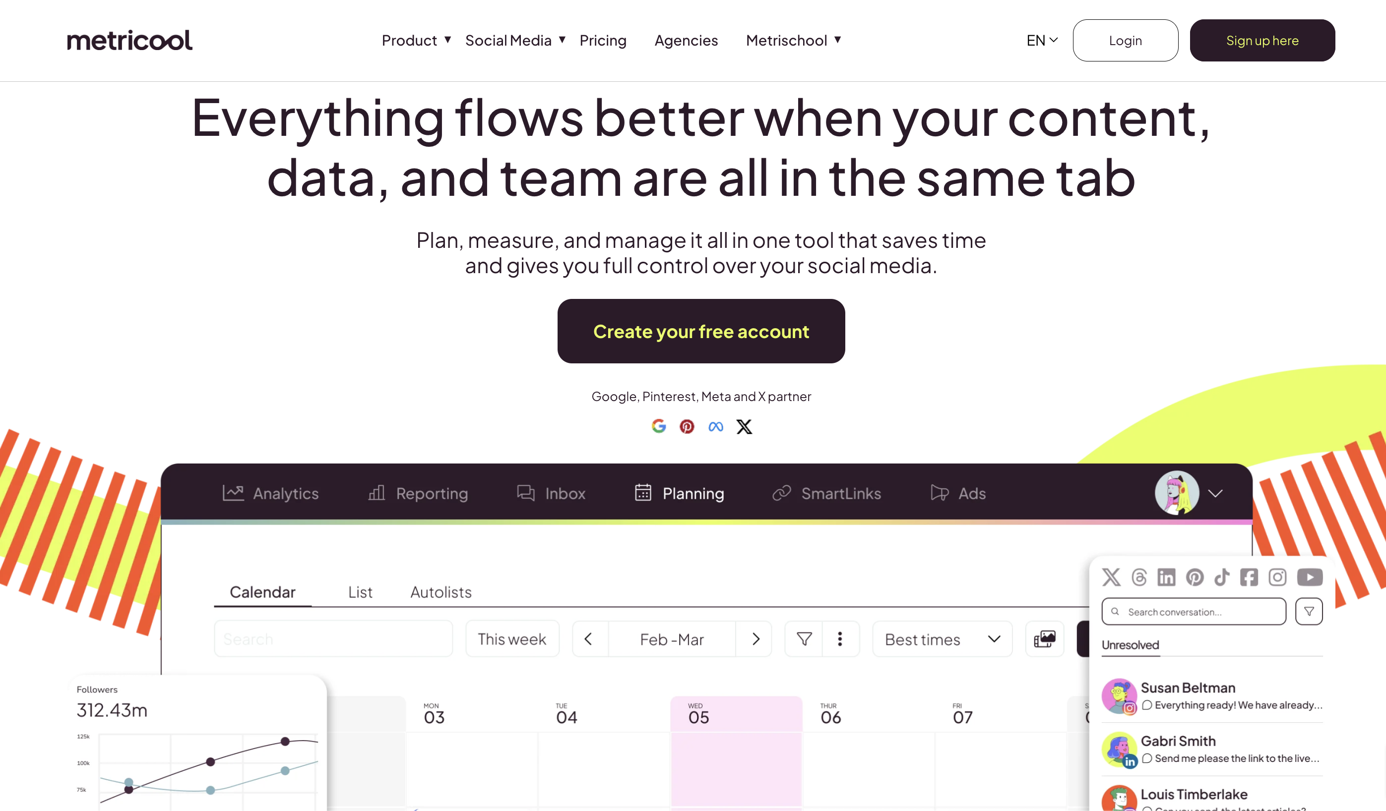 metricool social media scheduling tool
